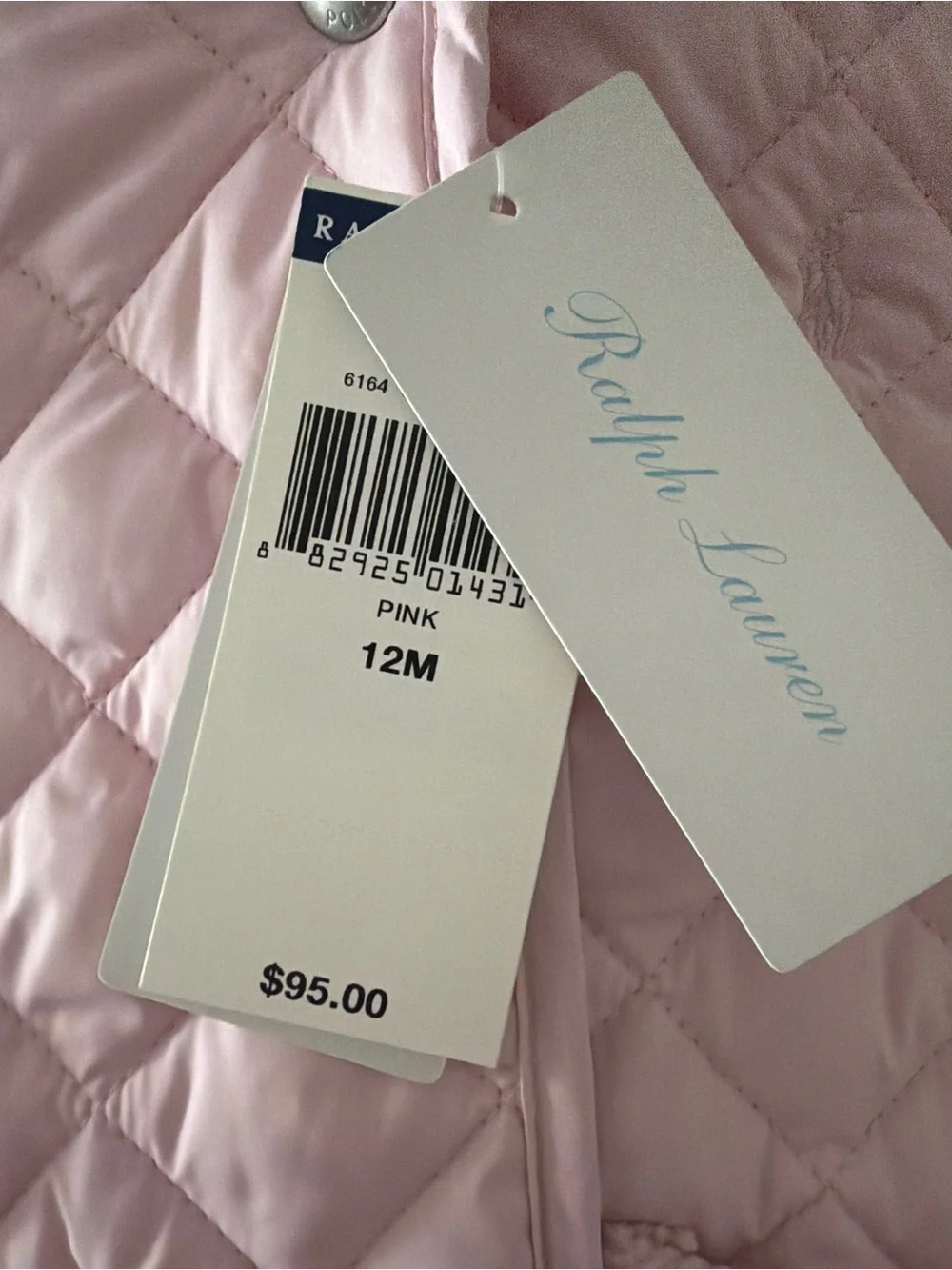 Ralph Lauren Baby Quilted Barn Jacket in Light Pink - 12M
